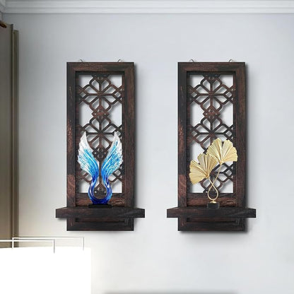 Set of 2 Candle Sconces, Farmhouse Accent Wall Sconce, Caramel Color Candle Holder Wall Decorations for Home Décor, Living Room, Dining Room.(15 x6 in)