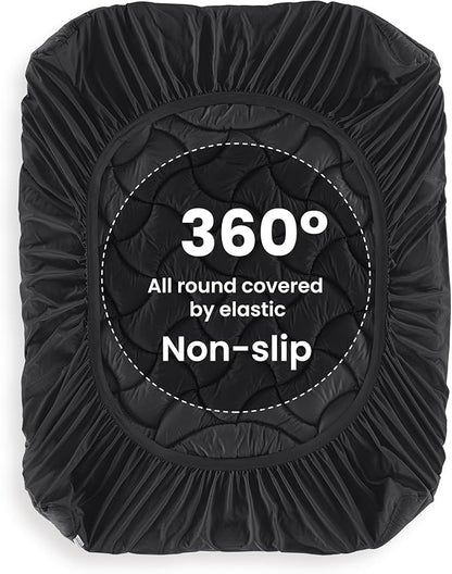 SLEEP ZONE Cooling Queen Mattress Topper, Premium Zoned Cool Mattress Pad Cover, Padded Mattress Protector Breathable Washable, Deep Pocket 8-21" (Black, Queen)