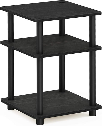 Furinno TURN-N-TUBE Side Table, 3-Tier End Table, Open Shelves Nightstand, Night Stand, Bedside Table, Easy Assembly, for Living Room, Bedroom, Blackwood