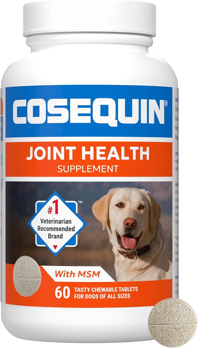 Nutramax Cosequin Maximum Strength Joint Health Supplement for Dogs - With Glucosamine, Chondroitin, and MSM, 60 Chewable Tablets-Mewly Pet