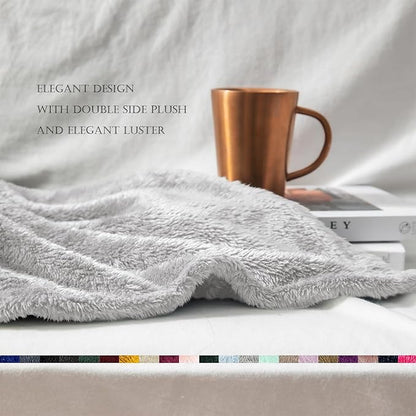 Exclusivo Mezcla Plush Fuzzy Fleece Bed Blanket Queen Size, Super Soft, Fluffy and Warm Blankets，Suitable for All Seasons (Light Grey, 90x90 Inches)