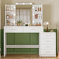 Quimoo 43.3" W Vanity Desk with Mirror and 9 LED Lights, Makeup Vanity with 6 Drawers, 6 Open Shelves, White Vanity for Women Girls, 43.3" W x 13.8" D x 54.3"