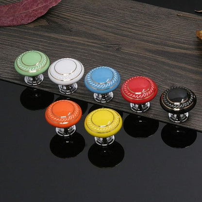 HUAMULAN 15 Pack Ceramic Knob Simple Dresser Kitchen Round Cabinet Pulls,Zinc Alloy Base Cupboard Wardrobe Drawer Door Handles,3 Size Screws