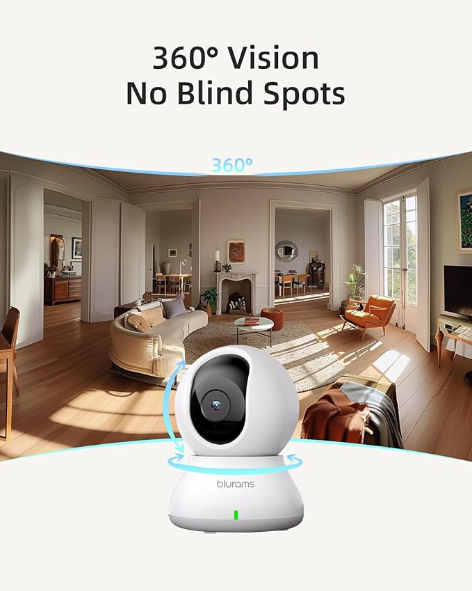 blurams Indoor Security Camera, 5GHz/2.4GHz Dual-Band, 2K PZT Pet Camera with Phone App, 360° Cameras for Home Security, 2-Way Audio, Motion Tracking, Night Vision, Siren, Cloud&SD-Mewly Pet
