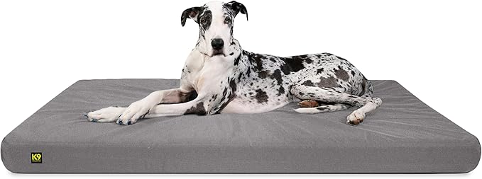K9 Ballistics Tough Ripstop Orthopedic Rectangle Dog Bed Removable Washable Cover, Solid Orthopedic Foam for Size XXL Giant Big Dogs 68"x40", Light Gray Velvet-Mewly Pet