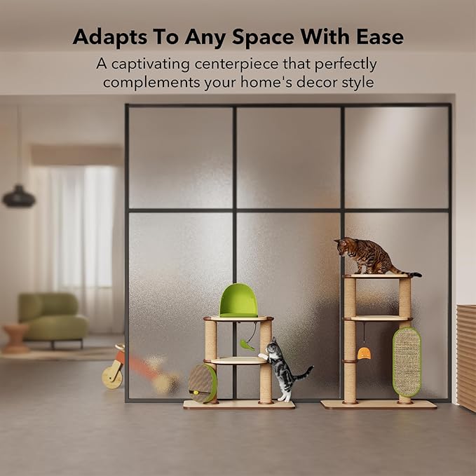 PETLIBRO Infinity Cat Tree Tower for Indoor Cats, Modular Design with Cat Bed, Toy, Felt Pads, Sisal Scratching Posts, 2-Second Setup, Sturdy Multi-Level Activity Center Cat Condo for Any Room-Mewly Pet