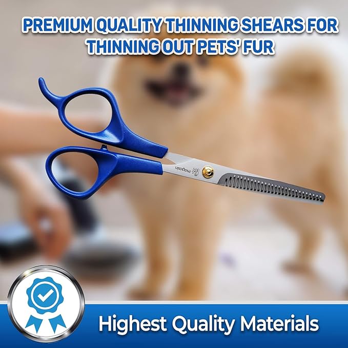 PET MAGASIN Dog Grooming Scissors Straight Thinning Blue Stainless Steel Professional Grooming Shears for Dogs and Pets-Mewly Pet