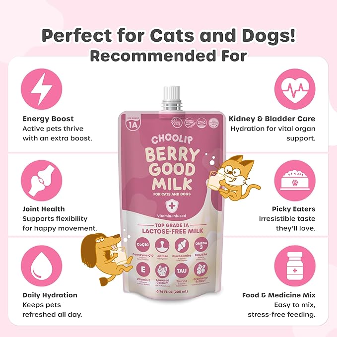 Bundle | Berry Good Milk 10pk Vitamin-Infused + 49 Variety Squeeze Vita Sticks with Essential multivitamins [Both Products are for Cats & Dogs of All Life Stages]-Mewly Pet