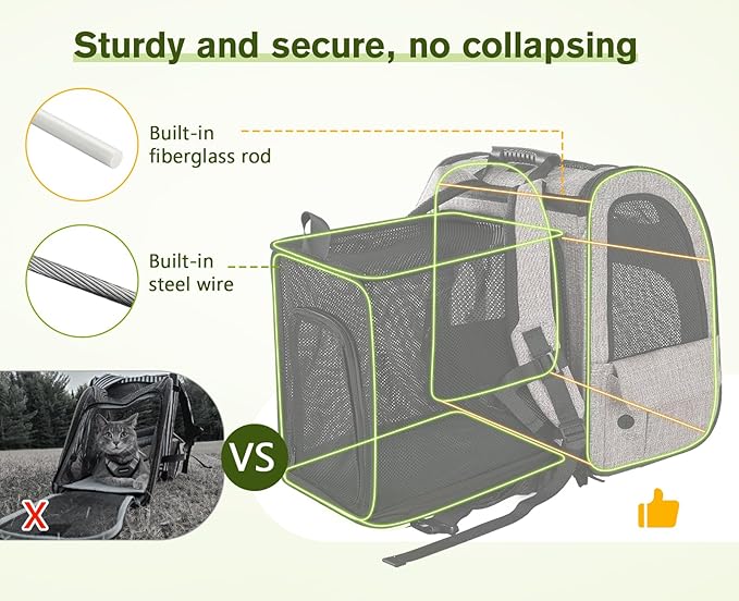 Pecute Pet Carrier Backpack, Dog Carrier Backpack, Expandable with Breathable Mesh for Small Dogs Cats Puppies, Pet Backpack Bag for Hiking Travel Camping Outdoor Hold Pets Up to 17 Lbs-Mewly Pet