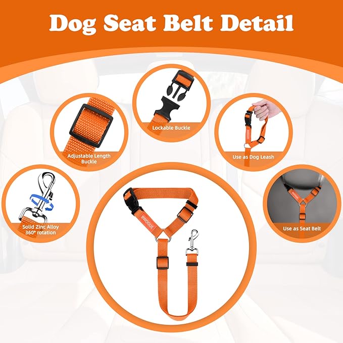 BWOGUE Pet Dog Cat Seat Belts, Car Headrest Restraint Adjustable Safety Leads Vehicle Seatbelt Harness (1 Pack)-Mewly Pet