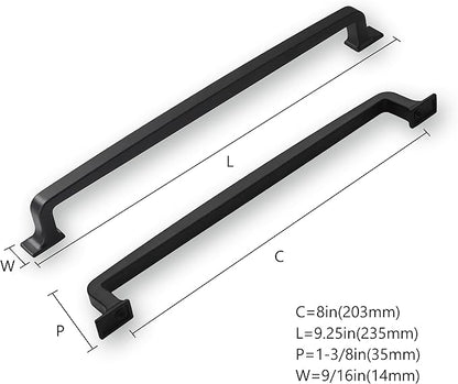 khtumeware 10 Pack 8 Inch Cabinet Handles - Matte Black Cabinet Pulls and Drawer Handles