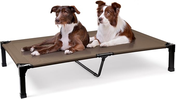 Heeyoo Elevated Dog Bed, Cooling Raised Pet Cot with Chew Proof Washable Breathable Mesh and Metal Frame, Portable Dog Cot Bed with No-Slip Feet for Outdoor or Indoor Use-Mewly Pet