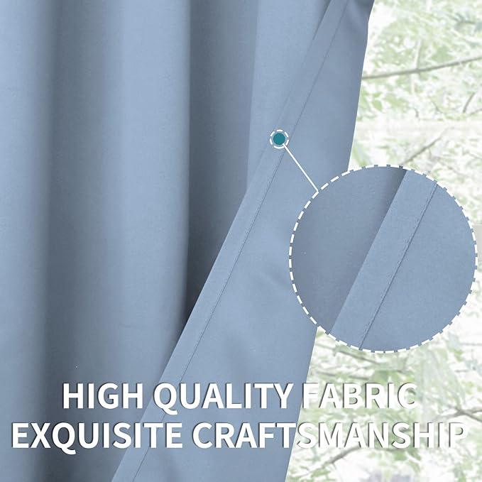 BGment Blackout Curtains for Living Room - Grommet Thermal Insulated Room Darkening Curtains for Bedroom, 2 Panels of 52 x 45 Inch, Spa Blue