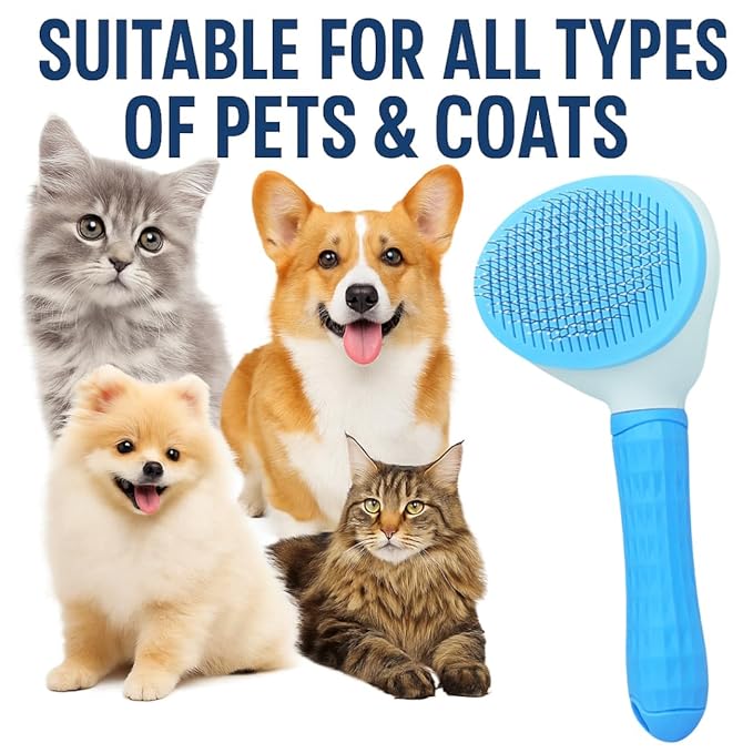 Namylya Cat Brush for Shedding & Grooming – Slicker Brush for Dogs and Cats with Long Hair – Removes Tangles, Mats & Loose Fur-Mewly Pet