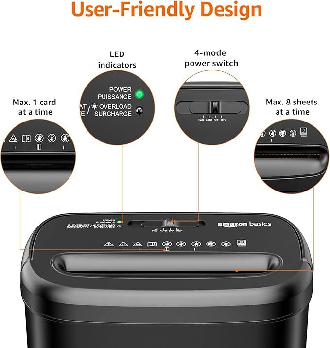 Amazon Basics 8-Sheet Cross Cut Paper Shredder and Credit Card Shredder - Black-Mewly Pet