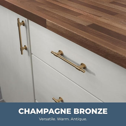 Franklin Brass - Francisco Champagne Bronze Gold Cabinet Handles 5 Inch (5") Hole Center Pulls | Easy Install, Durable Hardware for Kitchen Cabinet Door, Drawers, Dresser Pull, Furniture (10 Pack)