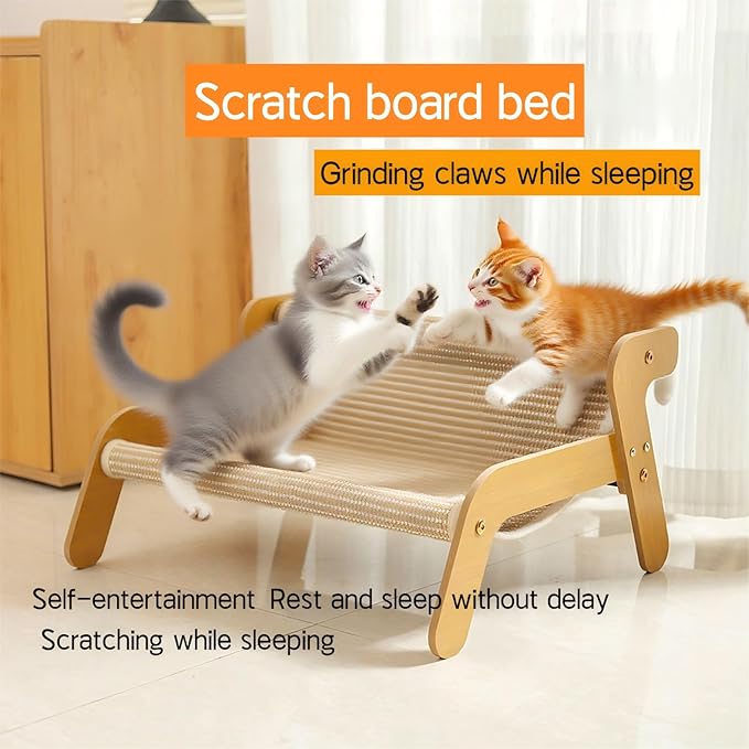 Scratcher Bed,Scratcher Couch,Scratcher Lounger,for Indoor Cats,Sisal Scratcher 2 in 1 Cat Couch, Wear-Resistant Scratching Lounge Chair,Additional Gift Sisal Scratcher-Mewly Pet