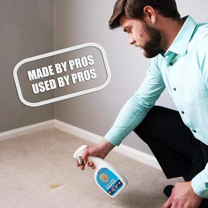 Pro Strength Carpet Odor & Stain Remover Works Like Magic in a Bottle on Tough Urine Feces Vomit and Even red Wine Too! 24 fl.oz-Mewly Pet