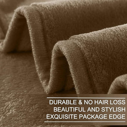 Fleece Blankets for All Season - Premium Lightweight Anti-Static Throw for Travel Size Bed Extra Soft Brush Fabric Warm Sofa Thermal Blanket 51" x 60"(Taupe)