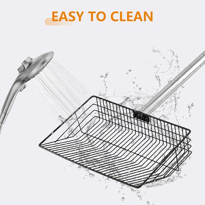 10inch Large Chicken Poop Scooper,36 to 67" Adjustable Long Chicken Coop Litter Metal Scoop with Stainless Steel Handle,5-in-1 Detachable Poop Shovel for Sand,Pet,Chicken,Cat Cleaning Tools.-Mewly Pet