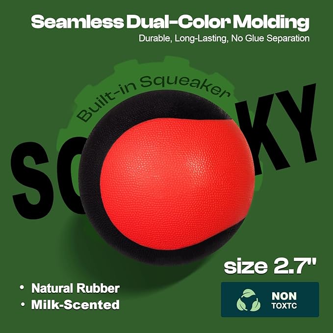 Interactive Squeaky Dog Toys Balls – Durable Rubber Dog Toy for Aggressive Chewers,High Bounce Dog Ball & Floating Fetch Ball,Indestructible Chew Toy for Medium & Large Dogs-Mewly Pet