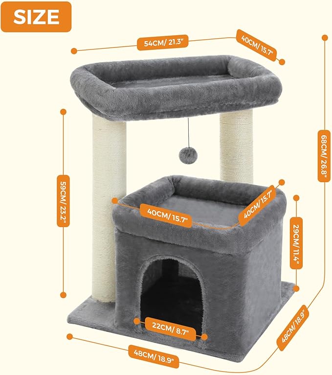 PEQULTI Cat Tree Cat Tower with Sisal-Covered Scratching Posts and Extra-Large Cat Perch Suitable for Small to Medium Cats-Mewly Pet