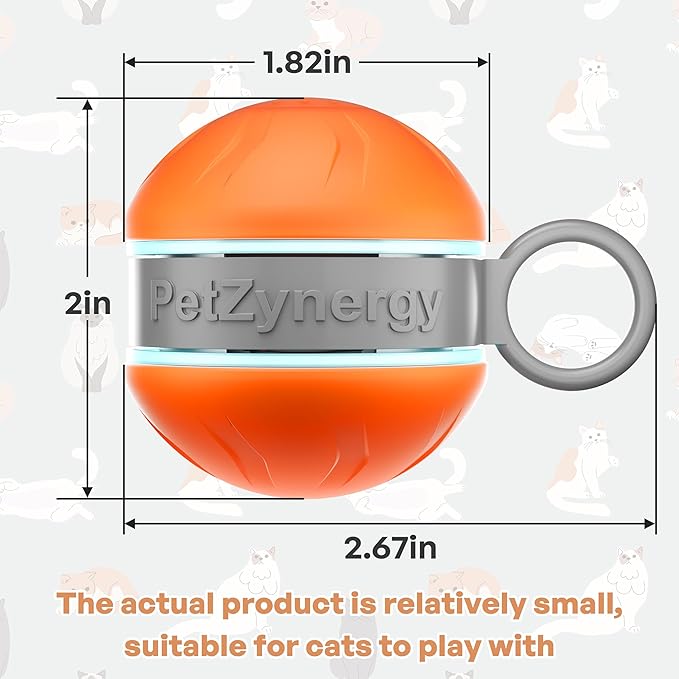 Interactive Cat Toys for Indoor Cats with 3 Mouse Tails,Electric Cat Ball Toy with Bird Chirping Sounds,Automatic Spinning Moving,300mAh Long Endurance Type-C Rechargeable,Pet Cat Supplies(Orange)-Mewly Pet