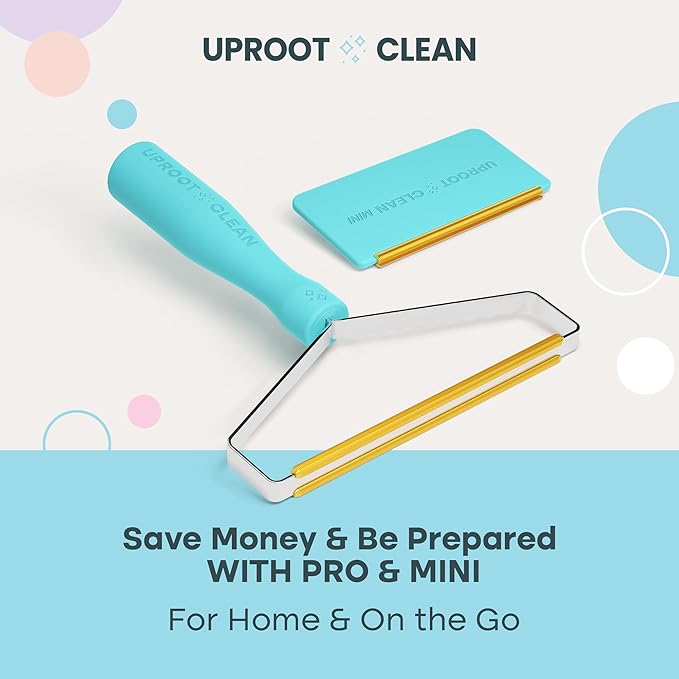 Uproot Cleaner Pro Pet Hair Remover & Mini - Pet Hair Removal Tool Multi Fabric Edge & Carpet Scraper - Cat for Couch, Cat Towers, Car Detailing The Furry-Situation Survival Kit-Mewly Pet