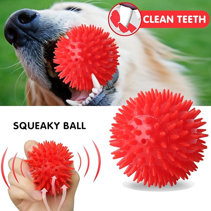 DKING 3Pack Squeaky Dog Balls,2 in1 Funny Puppy Ball Toys,Birthday Dog Toy for Small Medium Dogs (Monster Ball)-Mewly Pet