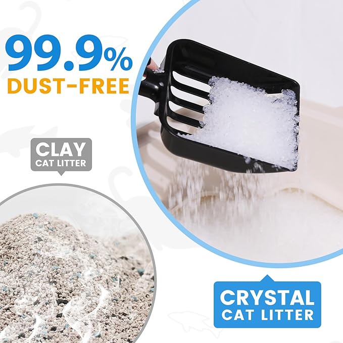 NEWORD Crystals Cat Litter Superior Odor Control 14 lbs Total (2 Pack of 7lb Bags) Soft-On-Paws Low Tracking Dust-Free White Silica Gel, Unscented-Mewly Pet