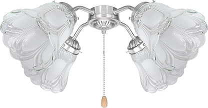 Aspen Creative 23059-4 Transitional Clear & Sandblasted Ceiling Fan Glass Shade.2-1/8"Fitter.Size:4-7/8"D x 5"H.4Pcs/Pack