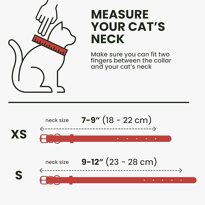 BRONZEDOG Leather Cat Collar with Removable Bells Non Breakaway Kitten QR Tag for Girl Boy (9" - 12" Cats/Mini Dogs, Red & Silver)-Mewly Pet