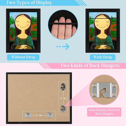 [3Pack] Kids Art Frames, 9x12 Front Opening Kids Artwork Frames Changeable, Black Artwork Display Storage Frame for Wall, Holds 50 Pcs, for 3D Picture, Crafts, Children Drawing, Hanging Art, Portfolio