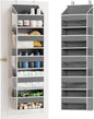 SpaceAid 1 Pack Over The Door Organizer with 5 Large Pockets and 10 Mesh Side Pockets, 5 Layers Door Organizer Hanging with Clear Window for Bedroom, Bathroom, Pantry and Nursery, Gray
