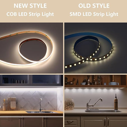 24V CCT COB LED Strip Lights Kit 65.6ft (2 Rolls of 32.8ft), 2700K-6500K Dimmable White Cuttable LED Tape Light CRI 93 with Remote Controller and Power Supply for Bedroom Indoor Decoration