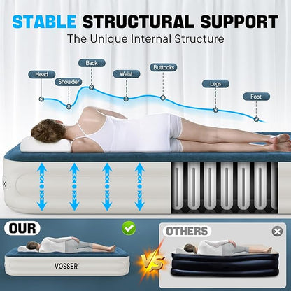 Twin Air Mattress with Built-in Pump,Fast & Easy Inflation/Deflation Inflatable Mattress, Foldable Blow Up Mattress with Storage Bag, Inflatable Bed for Home, Camping & Guests