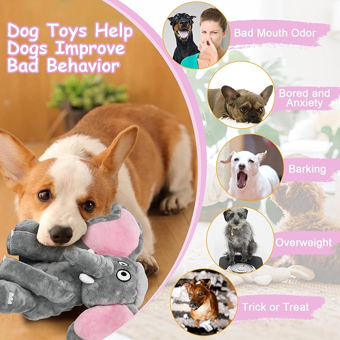 Plush Large Dog Toys with Squeaker and Crinkle Paper, Interactive Puppy Chew and Teeth Cleaning Toy, Pet Toys for Small, Medium and Large Dogs-Mewly Pet