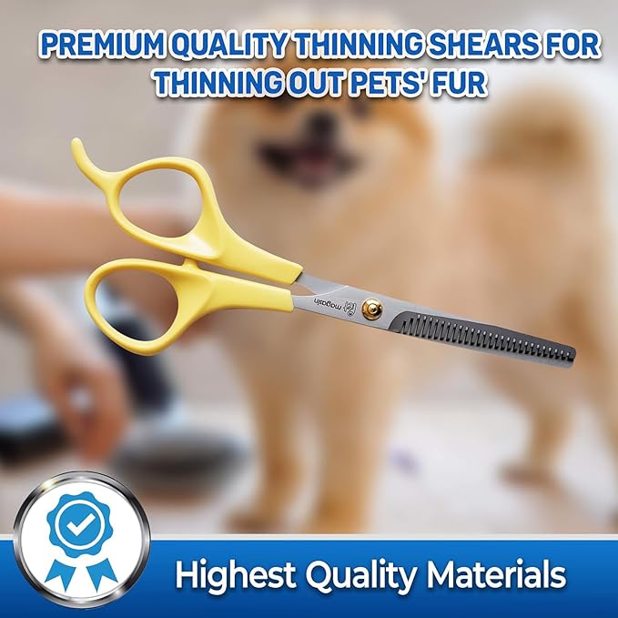 PET MAGASIN Dog Grooming Scissors Straight Thinning Yellow Stainless Steel Professional Grooming Shears for Dogs and Pets-Mewly Pet