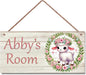 Personalized Name's Sheep and Flowers Nursery Kid's Room Children's Girls Bedroom Door Sign Cute Animal Wood Plaque Sign Wall Decor Wall Art Decor Decorative Plate