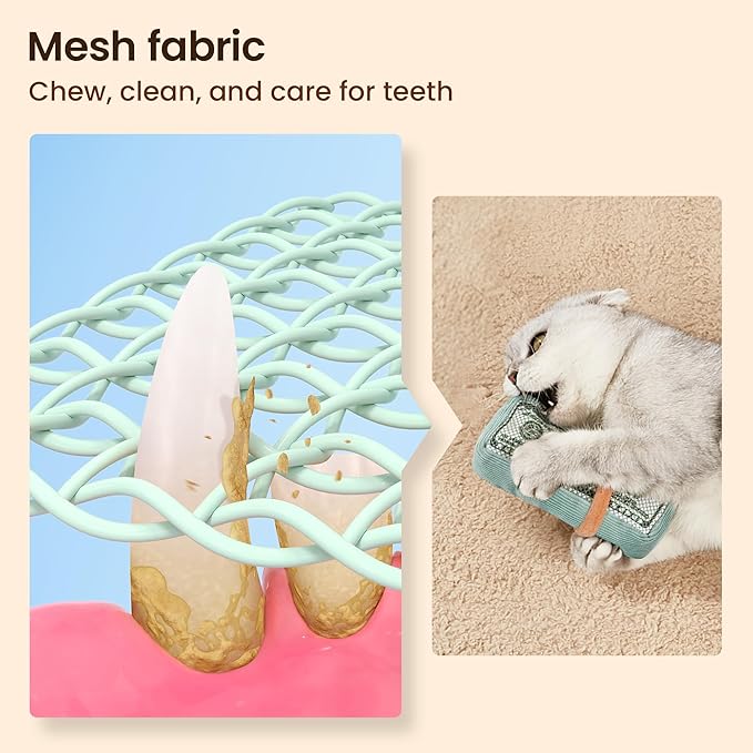 Potaroma Cat Toys US-Dollar Catnip Crinkly Sound Toy, Mesh Fabric for Teeth Cleaning, Interactive Kicker Toys for Indoor Kitten Exercise 6.0 Inches for All Breeds-Mewly Pet