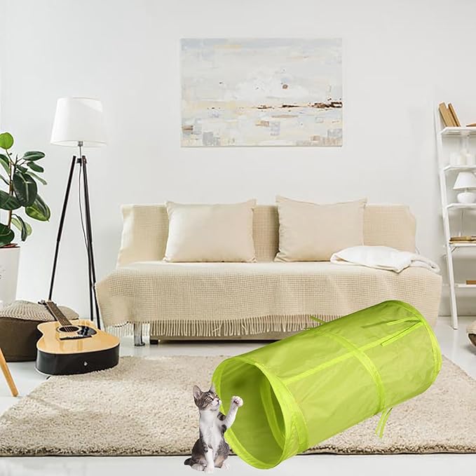 iCAGY Foldable Spiral Cat Tunnel - Indoor Toy for Small Cats, Kittens, and Rabbits - Tube for Interactive Play and Outdoor Fun - Pet Activity Toy 20" Family Pack 8 Pcs-Mewly Pet