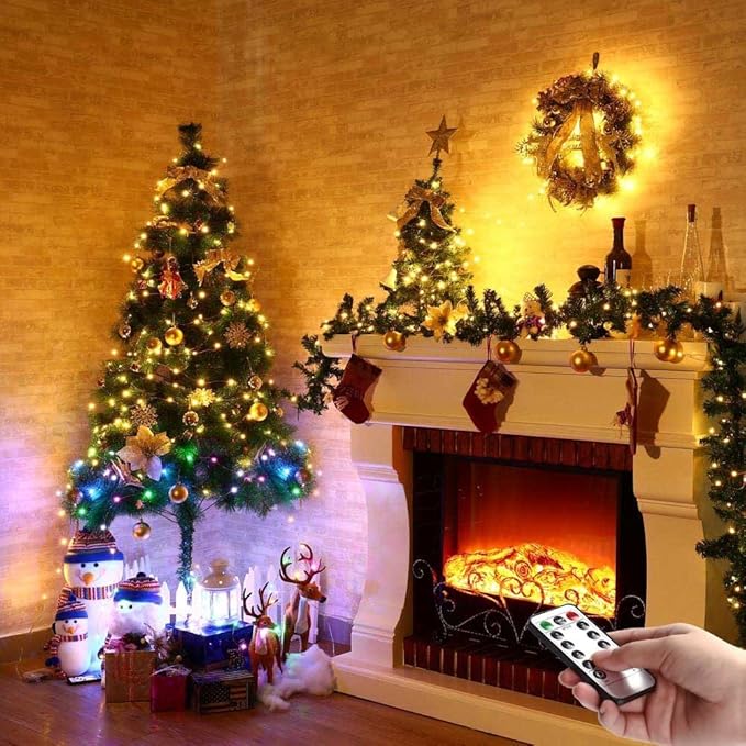 4 Pack Battery Operated Fairy String Lights, 8 Modes 5M Silver Wire with Remote & Timer - 50 LEDs Waterproof for Bedroom, Wedding, Christmas, Party Decorations