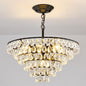 YYJLX Modern Crystal Chandelier 7 Light 20" Raindrop Black Ceiling Chandelier Adjustable Hanging Light Fixture for Dining Room Foyer Entryway Staircase Living Room