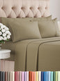 King Sheets Set 6 Piece - Includes 4 Pillowcases - Bed Sheets King Size - Soft Hotel Luxury Bedding - Cooling, Comfy, Fade Free & Breathable - 1 Flat & 1 Fitted & 4 Pillowcases w/ Deep Pockets - Khaki