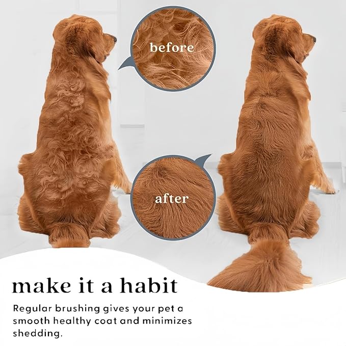 Marchul 2-in-1 Cat Grooming Brush, Cat Brushes with Release Button & Deshedding Dematting Rake, Grooming Comb Tool for for Long or Short Haired Pets, Reduce Shedding, Remove Knots and Massage, White-Mewly Pet