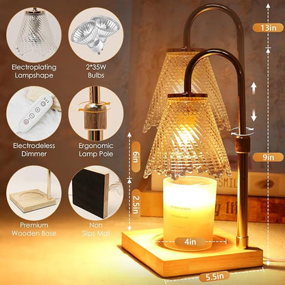 Adjustable Candle Warmer Lamp with Timer: Birthday Gifts for Women New Home Decor - Wax Melt Warmer Gifts for Women for Jar Candles (Gold)