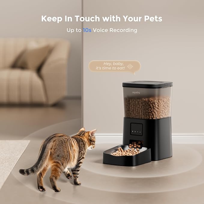 Espelho Automatic Cat Feeders WiFi: 2.4Ghz Smart APP Control- Timed Cat Food Dispenser with Desiccant Bag Keep Fresh for Indoor- Easy Set Up and Clean with Voice Recorder- Up to 10 Meals per Day-Mewly Pet