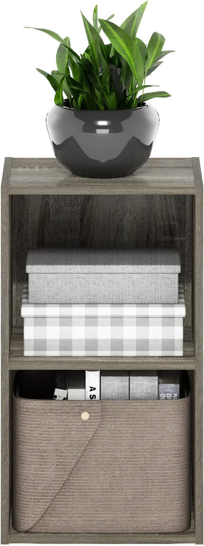 Furinno PASIR Book Shelf, 2-Tier Modern Bookshelf, Open Shelves Bookcase 9" x 12" x 21", for Living Room, Bedroom, Home Office, French Oak