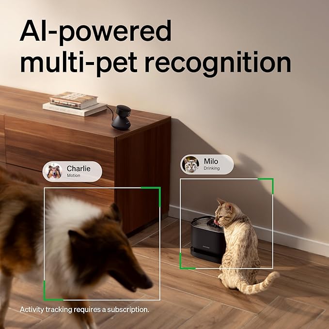 PETLIBRO AI Pet Camera Indoor with Phone App, 360° Auto Tracking Dog Camera Multi-Pet Recognition & AI Day Summary, 1080p Cat Camera Night Vision, 2-Way Talk WiFi Cam Pet with 2.4G/5G-Mewly Pet