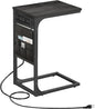 TUTOTAK C Shaped End Table with Charging Station, Side Table for Sofa, Couch Table with Storage Bag, TV Tray Table with 2 USB Ports and Outlets for Living Room, Bedroom, TB01BY024